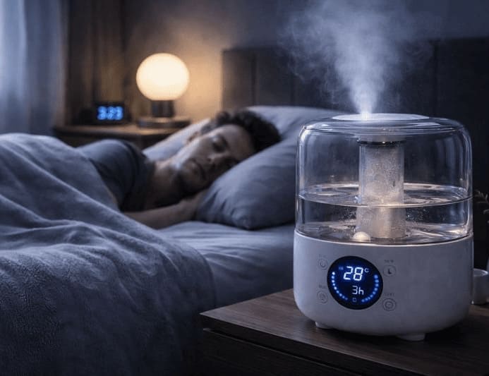 Humidificateur chambre diffusant une brume pour améliorer le sommeil et l’air sec