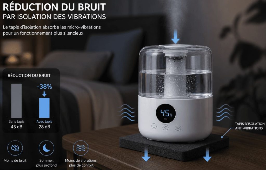 Optimisation du silence d’un humidificateur grâce à un support anti-vibration