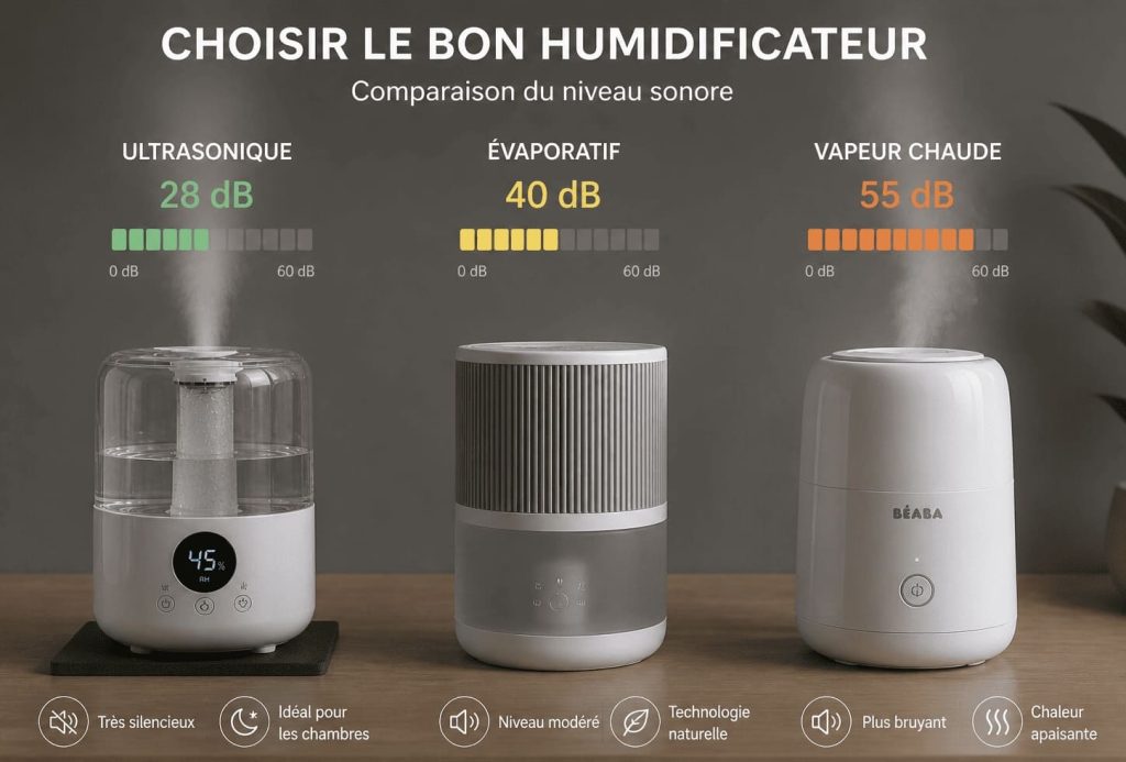 Comparatif des niveaux sonores entre différents types d’humidificateurs
