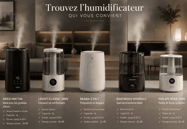 Comparatif humidificateur avec différents modèles pour chaque besoin