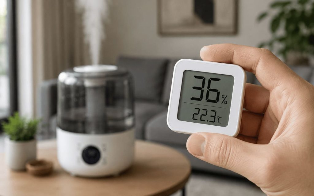 Mesure du taux d’humidité avec un hygromètre numérique