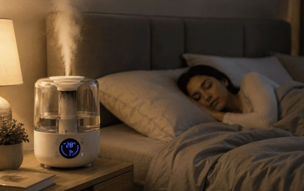 humidificateur silencieux dans une chambre adulte