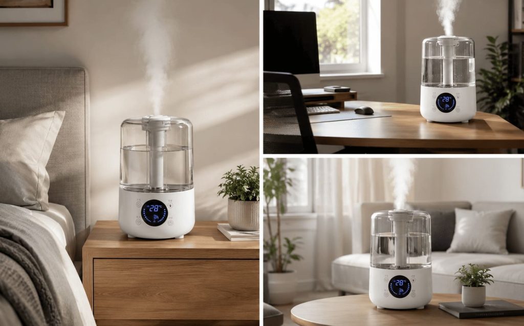 Humidificateur adapté à une chambre, un bureau et un salon jusqu’à 30 m².