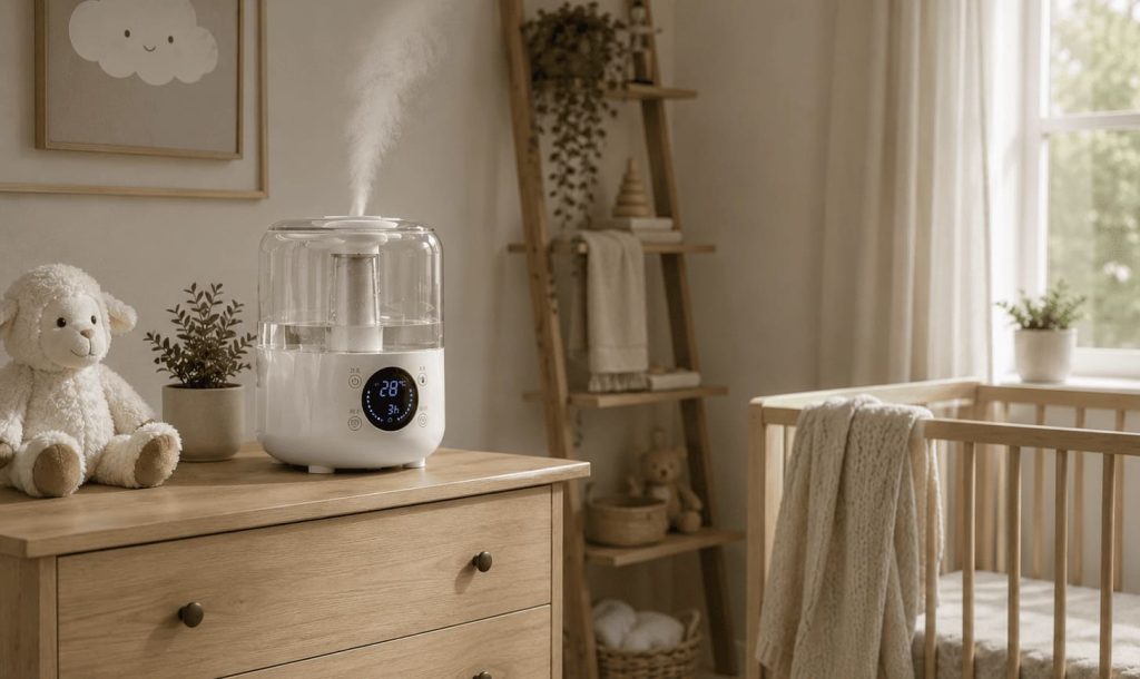 Humidificateur moderne utilisé dans un bureau.