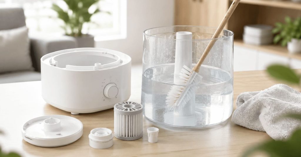 Nettoyage et entretien du réservoir d’un humidificateur d’air.