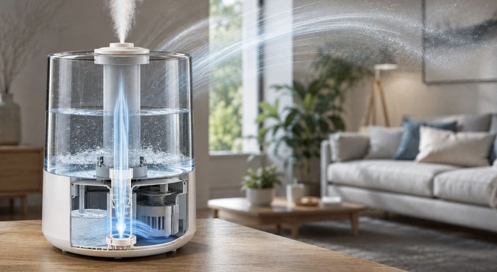 Cycle de fonctionnement d’un humidificateur d’air de l’eau au brouillard