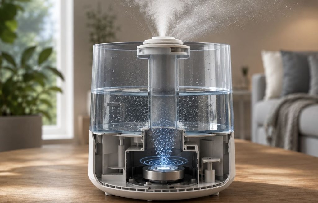 Fonctionnement d’un humidificateur ultrasonique avec membrane et brume froide