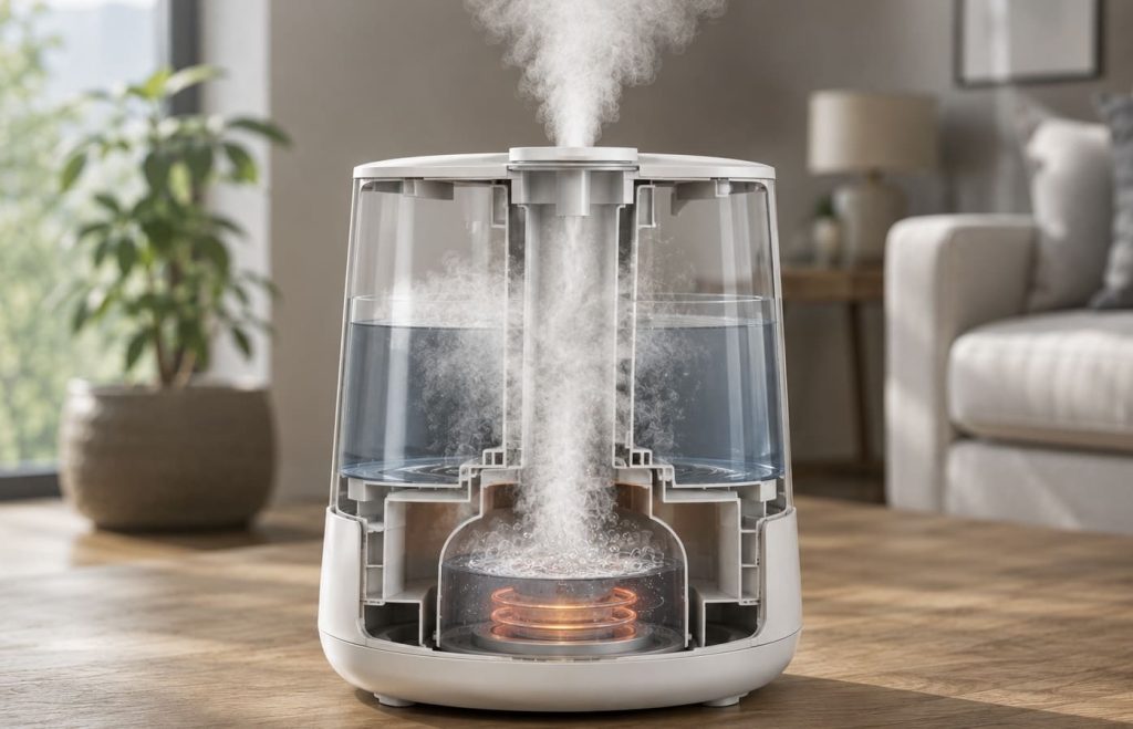 Fonctionnement d’un humidificateur à vapeur chaude avec chauffage de l’eau
